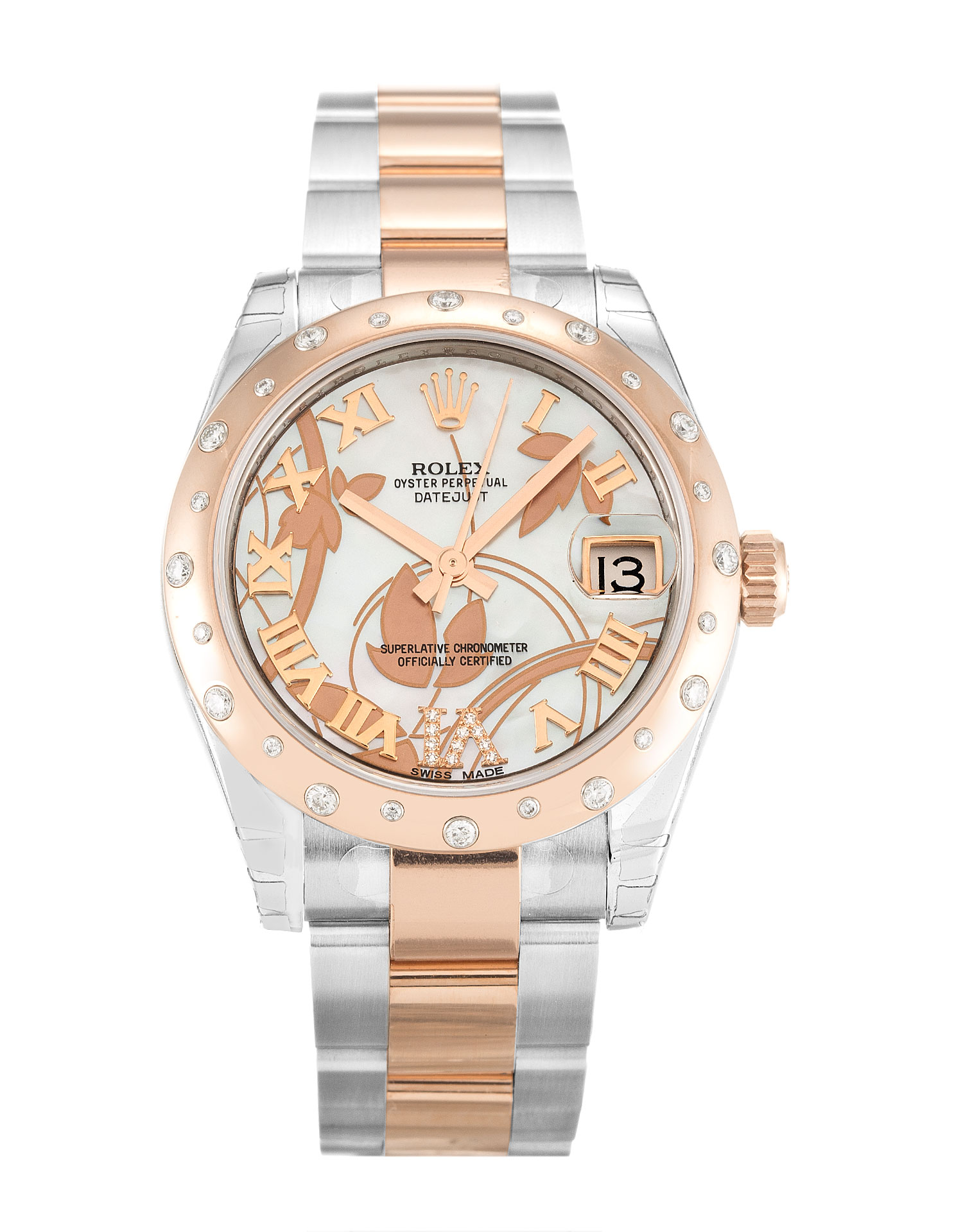 Rolex Datejust Lady Mother of Pearl-White Floral Roman Numeral Diamond Ladies Automatic 178341 Watch