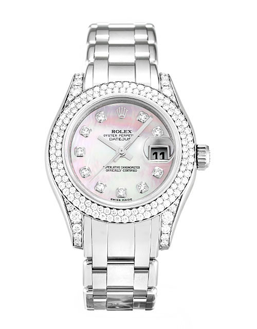 Rolex Pearlmaster Mother of Pearl Pink-Diamond Ladies Automatic 80359 Watch