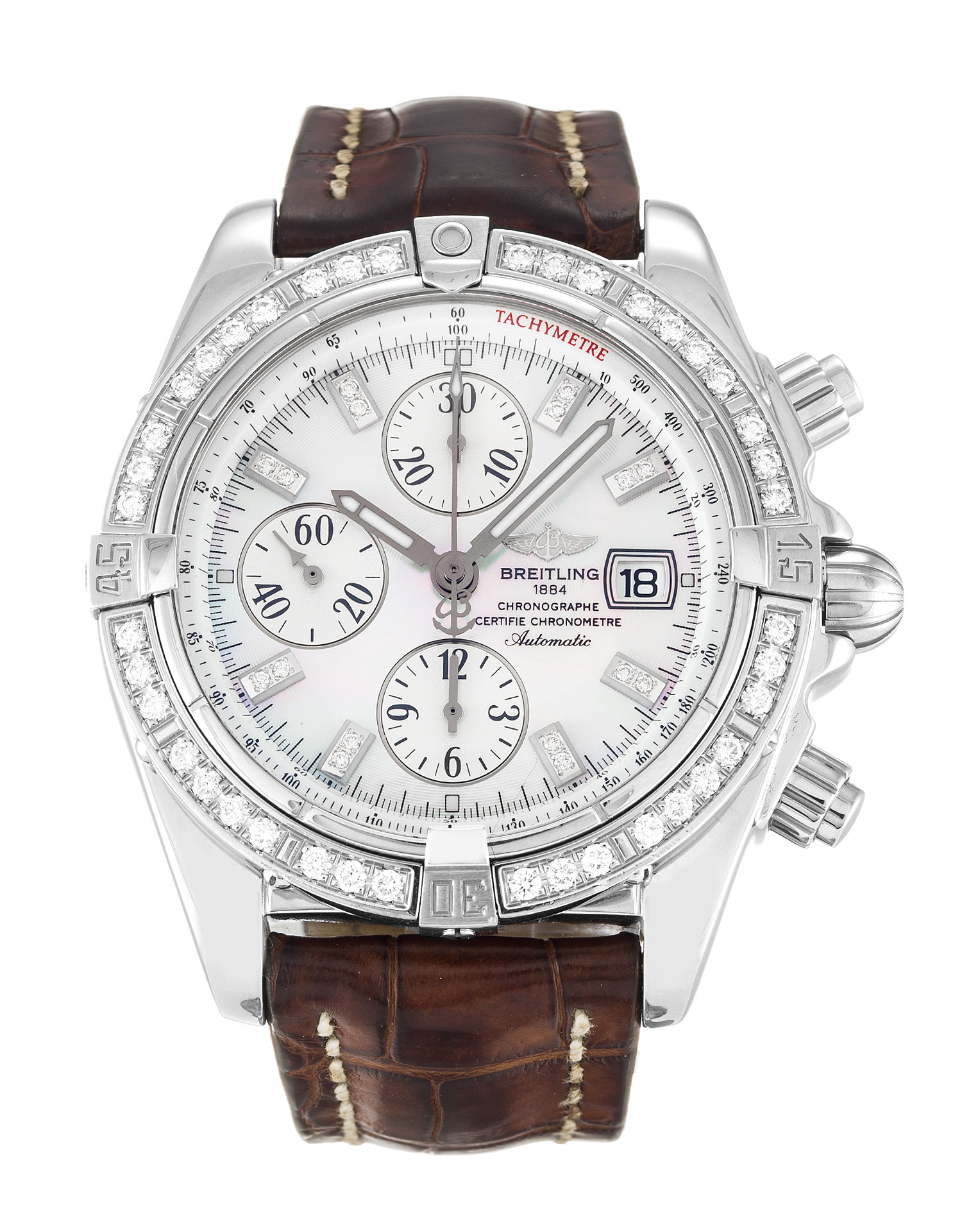 Breitling Chronomat Evolution Mother of Pearl-White Diamond Mens Quartz A13356 Watch