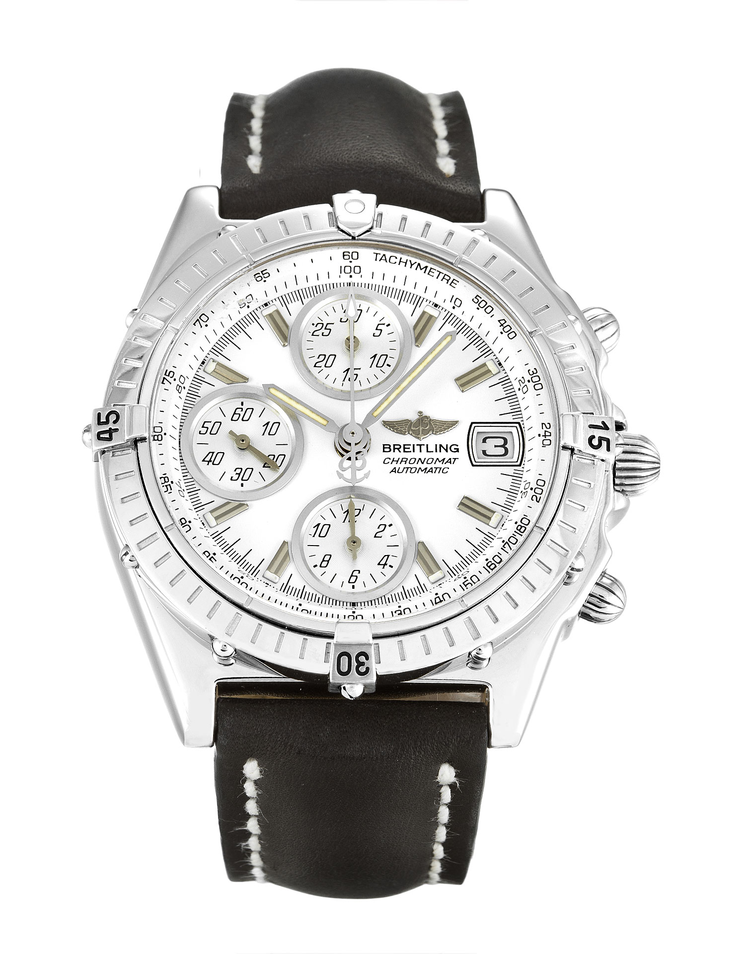 Breitling Chronomat Silver Baton Mens Quartz A13350 Watch