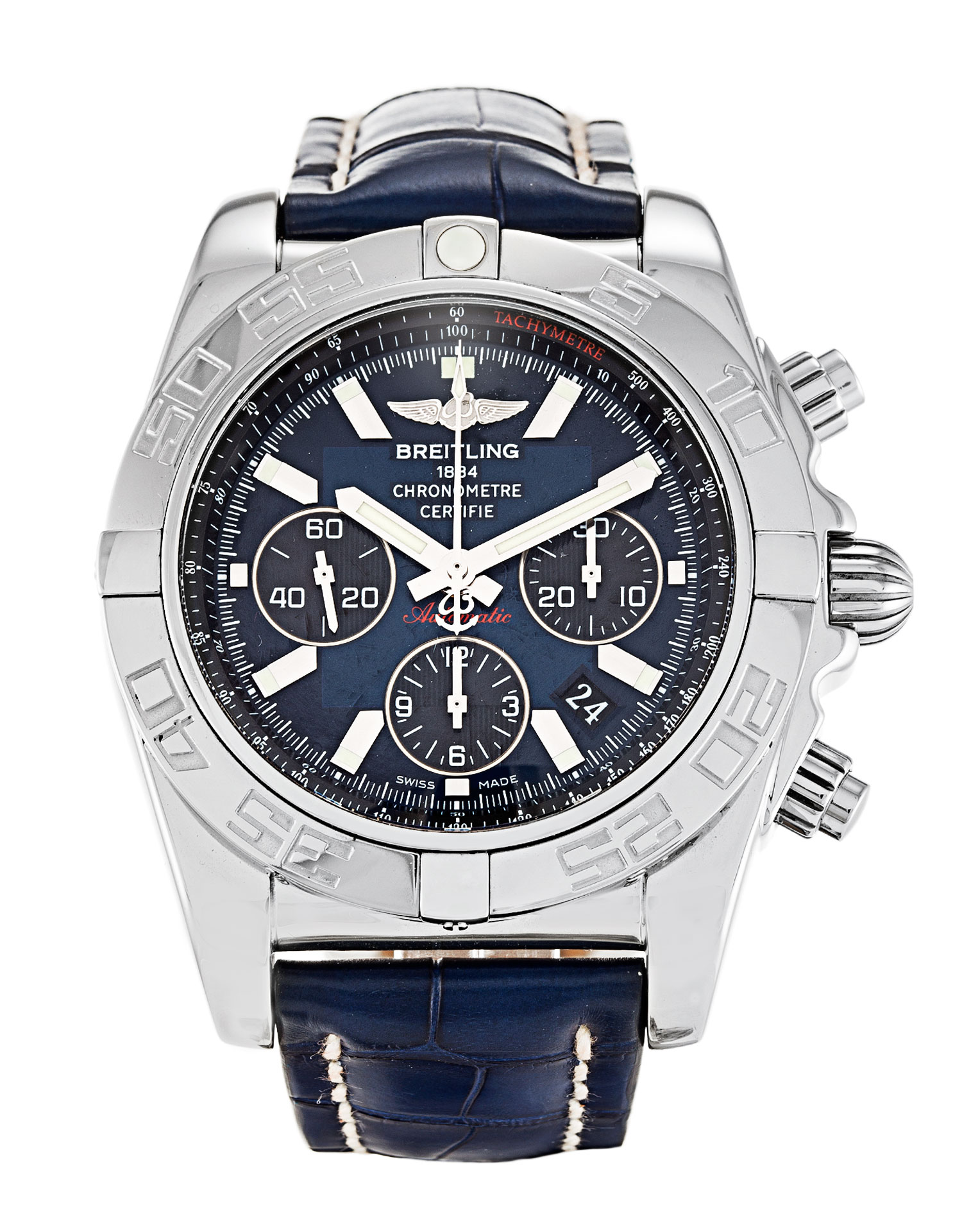 Breitling Chronomat 44 Blue Mens Quartz AB0110 Watch