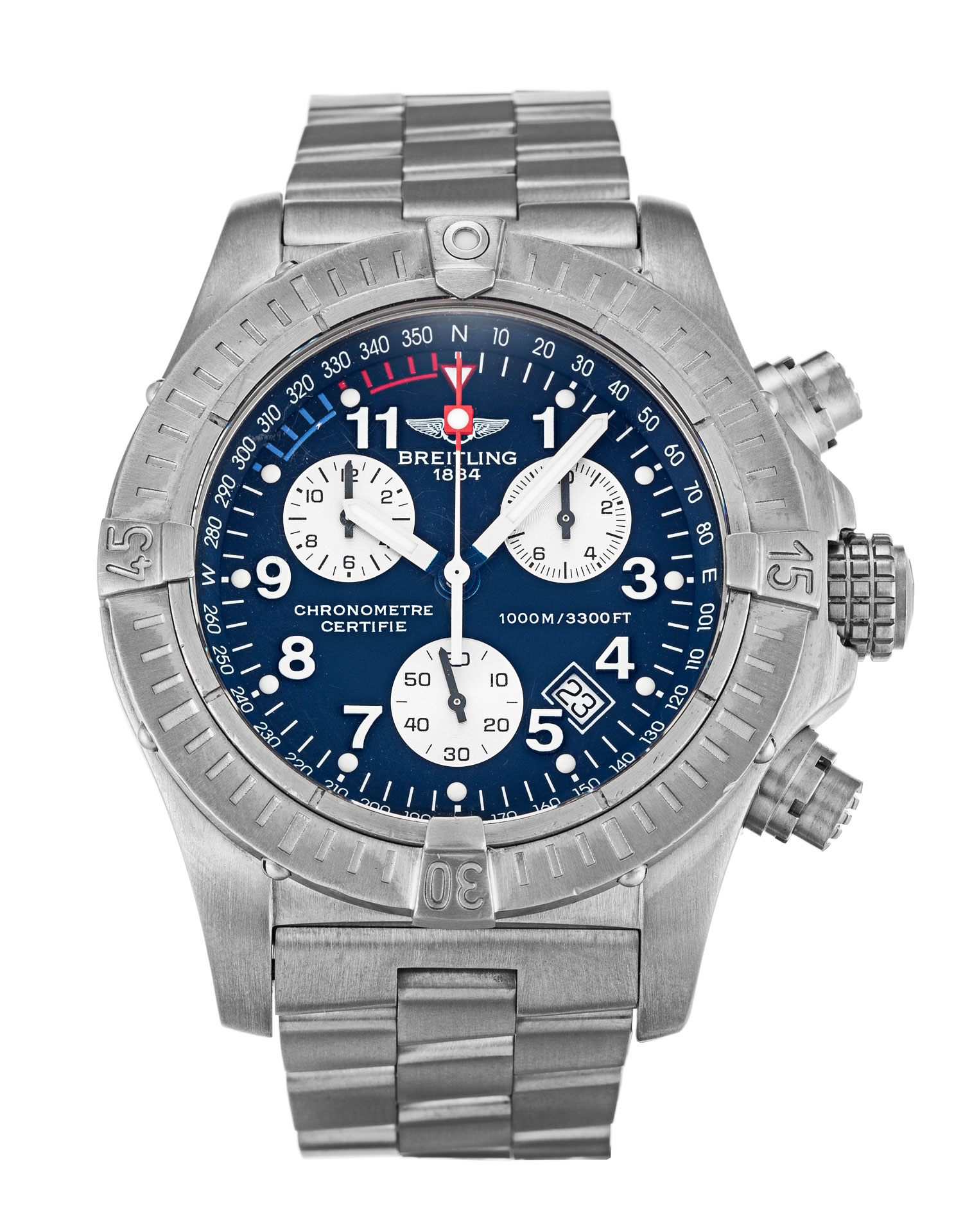 Breitling Chrono Avenger M1 Blue Arabic Mens Quartz E73360 Watch