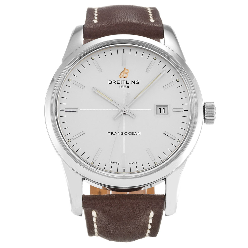 Breitling Transocean Chronograph Silver Mens Quartz A10360 Watch